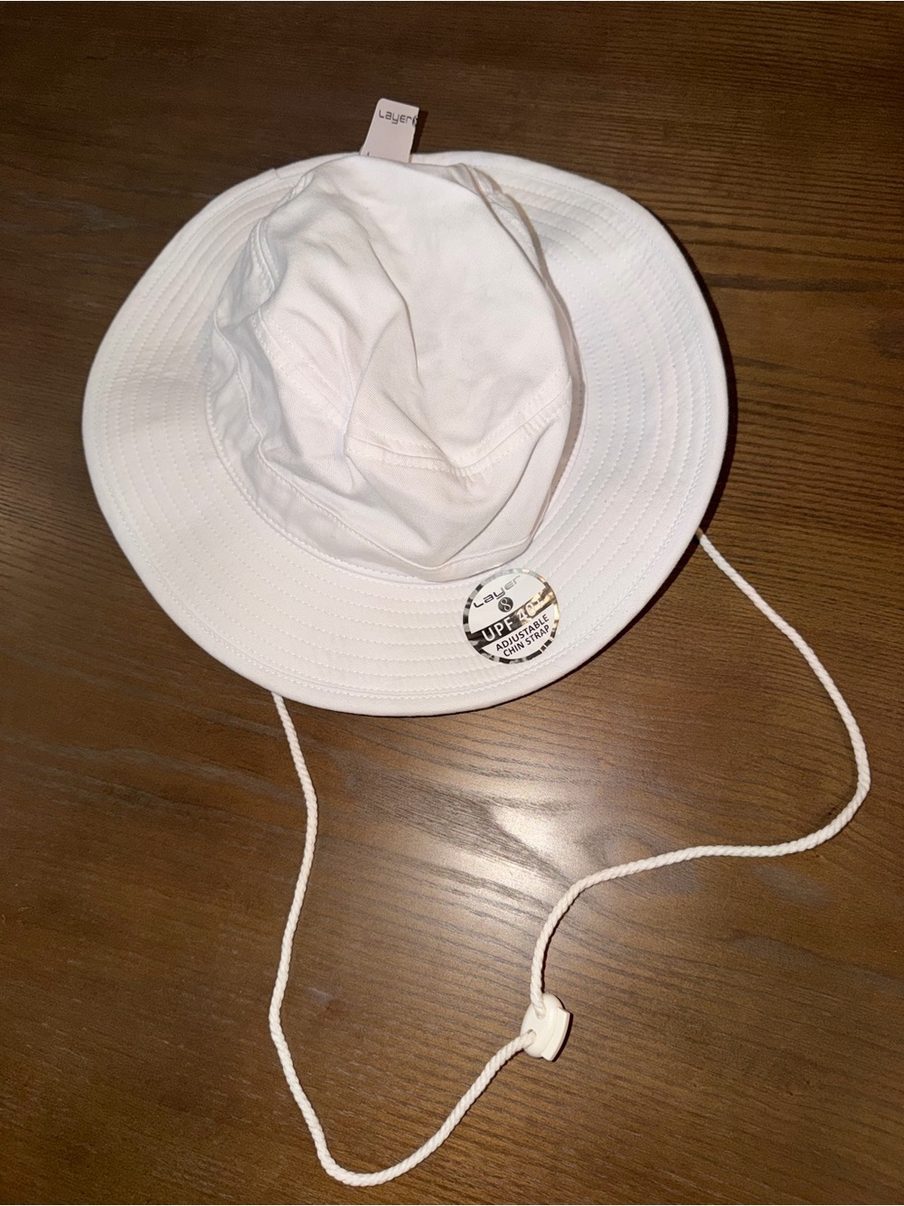 Kids White Sun Hat with Chin Strap - UPF Protection